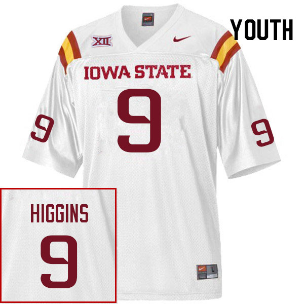 Youth #9 Iowa State Cyclones College Football Jerseys Stitched Sale-White - Click Image to Close